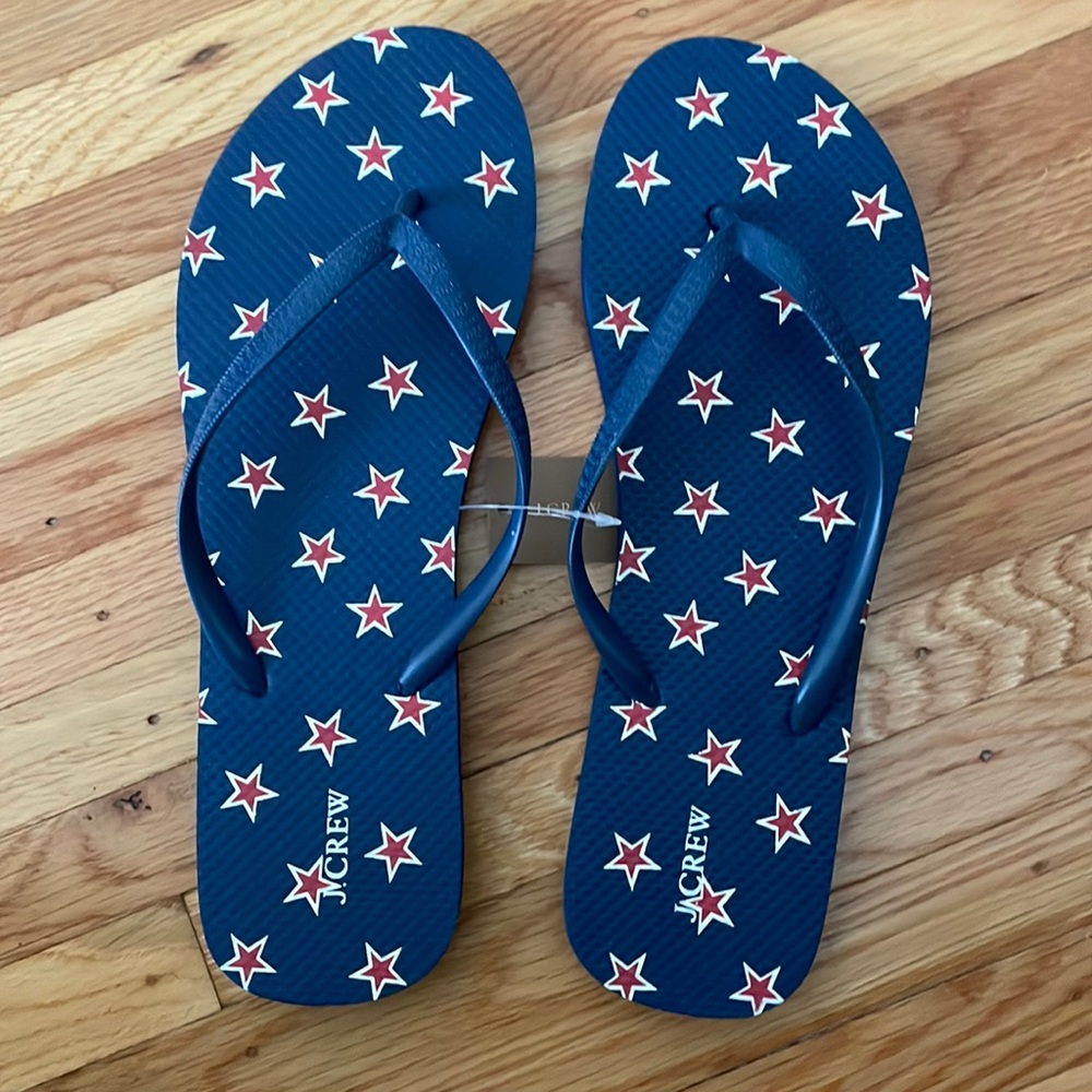 NWT J.CREW Blue Classic Flip Flops Sandal Shoes 11